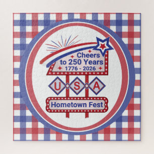 Personalisiertes USA 250 – Patriotisches Retro-Mar Puzzle