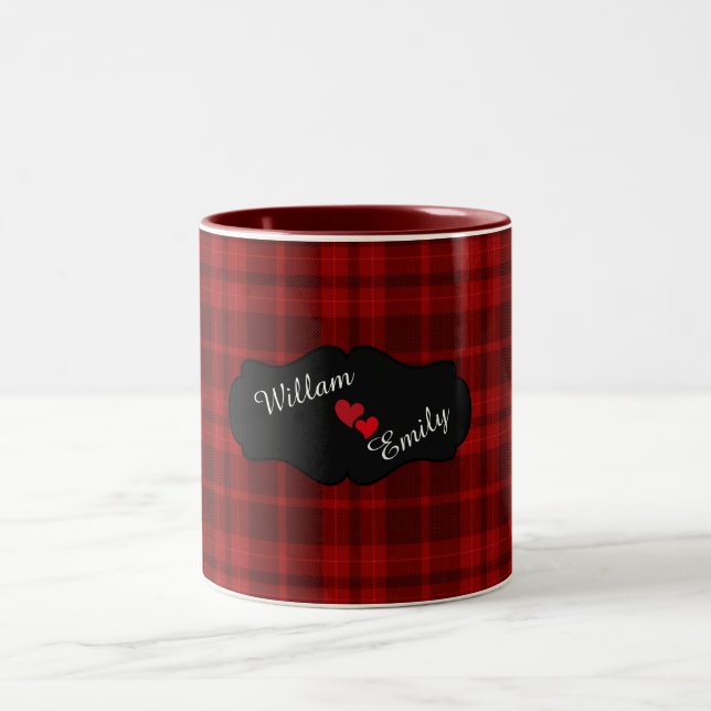 Personalisiertes Valentine Rotes Herz Zweifarbige Tasse (Mittel)