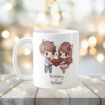 Personalisiertes Valentinisches Paar im Chibi-Stil