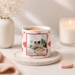 Personalisiertes Valentinsfoto mit Herzen Espressotasse