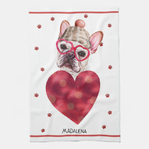 Personalisiertes Valentinsgeschenk für Hundebesitz Geschirrtuch