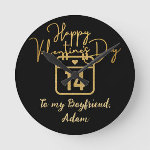 personalisiertes Valentinspaar Runde Wanduhr
