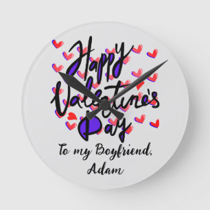 personalisiertes Valentinspaar Runde Wanduhr