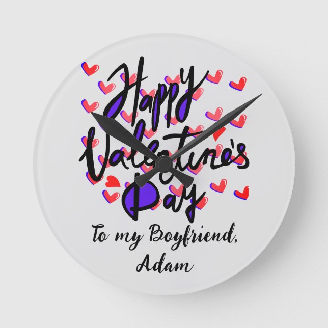 personalisiertes Valentinspaar Runde Wanduhr (Vorderseite)