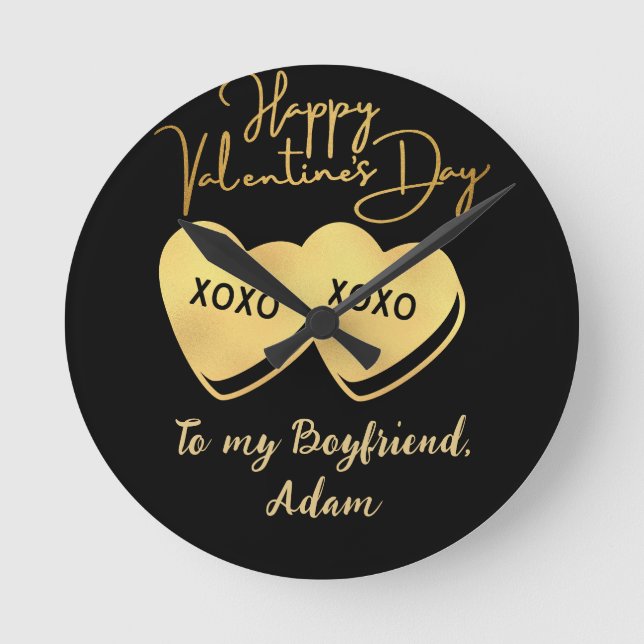 personalisiertes Valentinspaar Runde Wanduhr (Vorderseite)