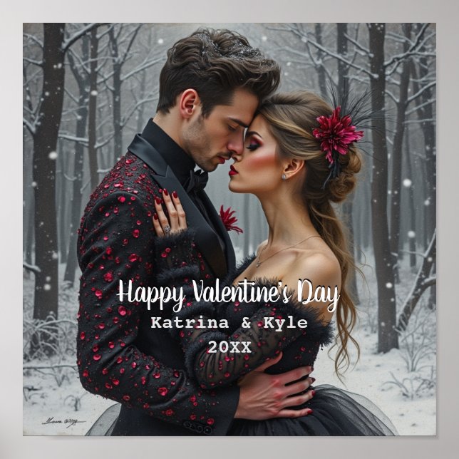 Personalisiertes Valentinstag-Foto & Name  Poster (Vorne)