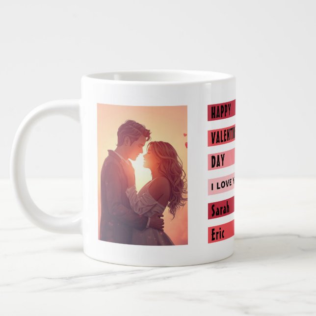 Personalisiertes Valentinstag-Geschenk Jumbo-Tasse (Links)