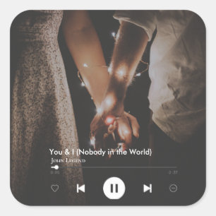 Personalisiertes Valentinstag Song Couple Foto Quadratischer Aufkleber