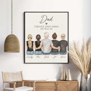 Personalisiertes Vater- und erwachsene Kinder-Fami Poster