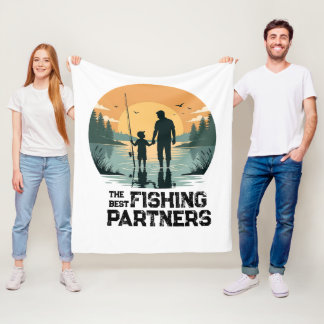 Personalisiertes Vater-und-Sohn-Anglergeschenk Fleecedecke