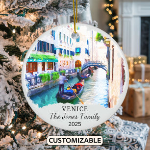 Personalisiertes Venedig-Ornament, Italien-Geschen Keramik Ornament