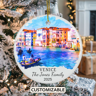 Personalisiertes Venedig-Ornament, Italien Keramik Ornament