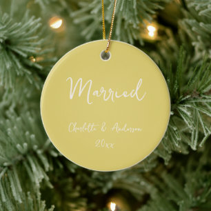 Personalisiertes verheiratetes Paar handgeschriebe Keramik Ornament