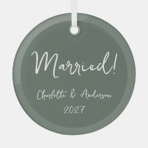 Personalisiertes verheiratetes Paar handgeschriebe Ornament Aus Glas