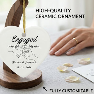 Personalisiertes Verlobungs-Keramik-Herz-Ornament Keramik Ornament