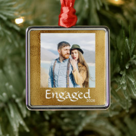 Personalisiertes Verlobungs-Weihnachtsfoto Ornament Aus Metall