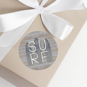 Personalisiertes verwittertes Strand-Treibholz-Sur Runder Aufkleber