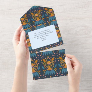 Personalisiertes Verziertes Muster Mittelalterlich All In One Einladung