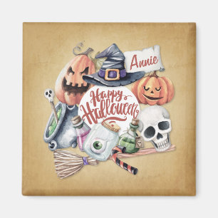 Personalisiertes Vintag Happy Halloween   Magnet