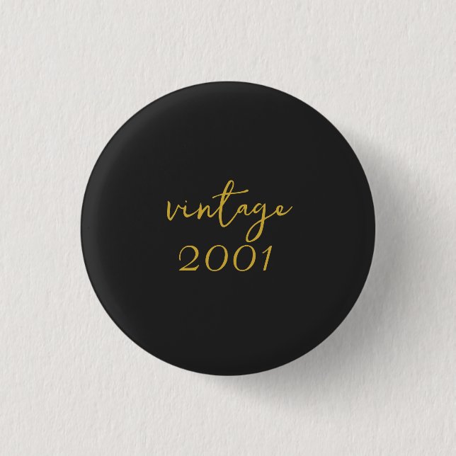Personalisiertes Vintage 2001 T-Shirt Button (Vorderseite)