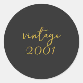 Personalisiertes Vintage 2001 T-Shirt Runder Aufkleber