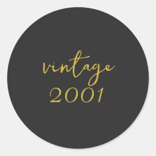 Personalisiertes Vintage 2001 T-Shirt Runder Aufkleber