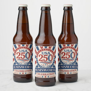Personalisiertes Vintage Amerika 250 1776 -2026 Bierflaschenetikett