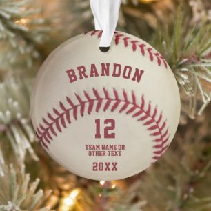 Personalisiertes Vintage-Baseball-Ball-Nähfoto Ornament