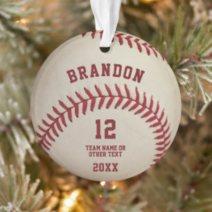 Personalisiertes Vintage-Baseball-Ball-Nähfoto Ornament
