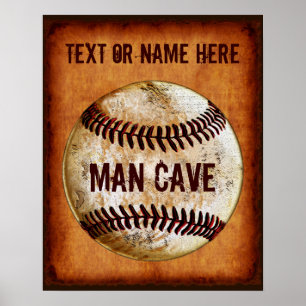 PERSONALISIERTES Vintage-Baseball-Männerhöhle-Wand Poster