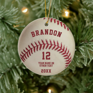 Personalisiertes Vintage-Baseball-Nähfoto Keramik Ornament
