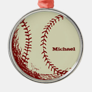 Personalisiertes Vintage-Baseball-Ornament Silbernes Ornament