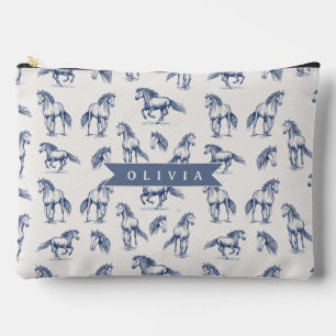 Personalisiertes Vintage Blaues Pferd Klassisches  Zubehörtasche