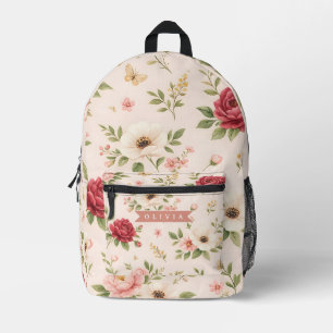 Personalisiertes Vintage-Blumen-Romantisches Namen Bedruckter Rucksack