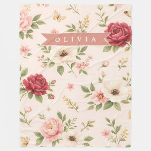 Personalisiertes Vintage-Blumen-Romantisches Namen Fleecedecke