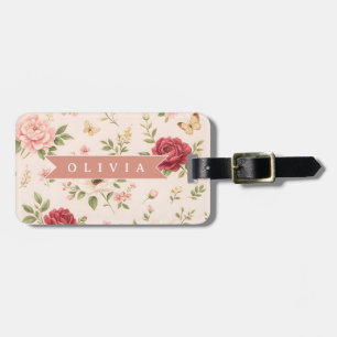 Personalisiertes Vintage-Blumen-Romantisches Namen Gepäckanhänger