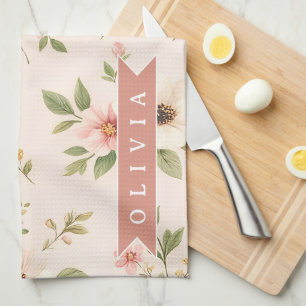 Personalisiertes Vintage-Blumen-Romantisches Namen Geschirrtuch