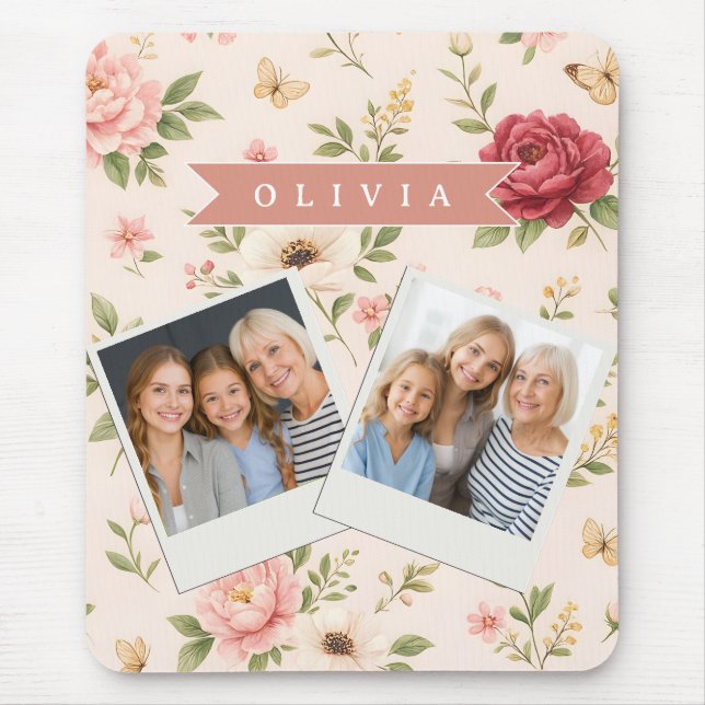 Personalisiertes Vintage-Blumen-Romantisches Namen Mousepad (Vorne)