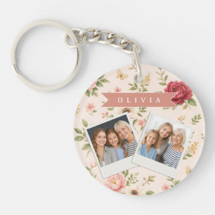 Personalisiertes Vintage-Blumen-Romantisches Namen Schlüsselanhänger