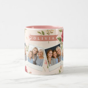 Personalisiertes Vintage-Blumen-Romantisches Namen Zweifarbige Tasse