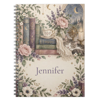 Personalisiertes Vintage-Bookish-Florales Design Notizblock