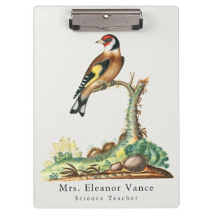Personalisiertes Vintage-Botanik-Vogel-Lehrer Klemmbrett