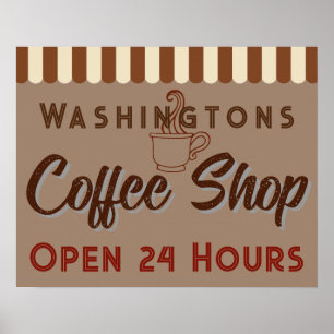 Personalisiertes Vintage-Café-Schildposter Poster