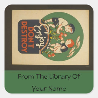 Personalisiertes Vintage Enjoy Don't Destroy Exlib Quadratischer Aufkleber