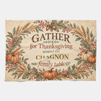 Personalisiertes Vintage-Farmhouse-Thanksgiving-Ge Geschirrtuch