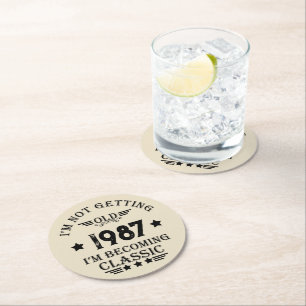 Personalisiertes vintage Geburtstagsgeschenk Runder Pappuntersetzer
