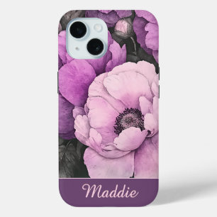 Personalisiertes Vintage-Hübsche Pfingstrose Blume Case-Mate iPhone Hülle