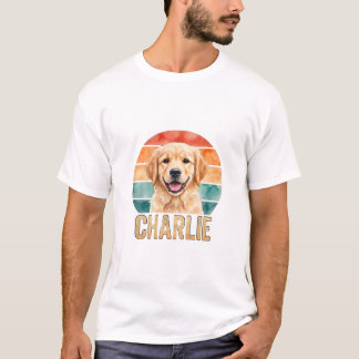 Personalisiertes Vintage-Hund Retro-Haustier-Foto T-Shirt