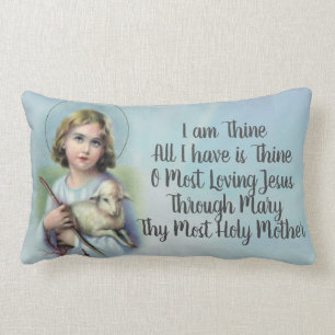 Personalisiertes Vintage-Kind Jesus mit Lamm und G Lendenkissen