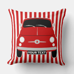 Personalisiertes Vintage-Klassiker rotes Fiat 500- Kissen
